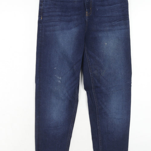 Marks and Spencer Womens Blue Cotton Skinny Jeans Size 10 Regular Zip