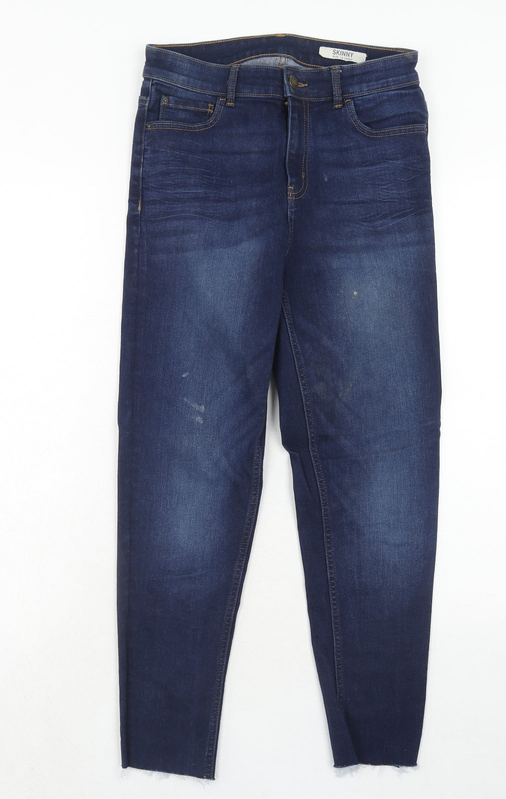 Marks and Spencer Womens Blue Cotton Skinny Jeans Size 10 Regular Zip