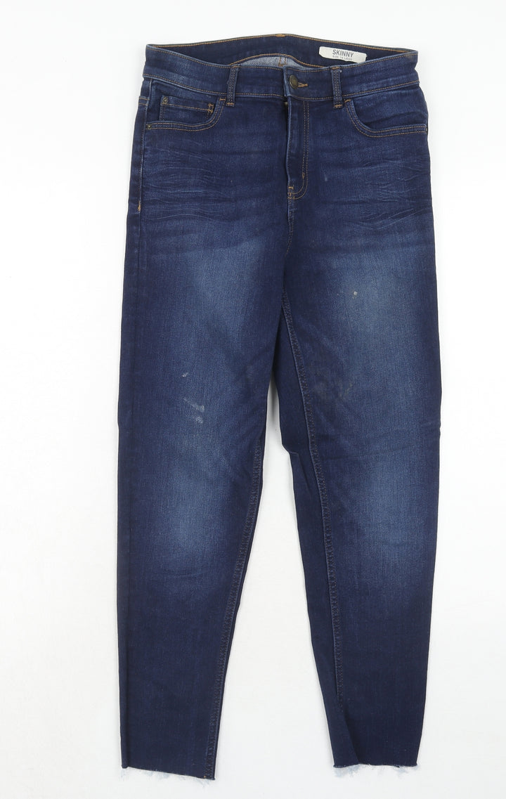Marks and Spencer Womens Blue Cotton Skinny Jeans Size 10 Regular Zip