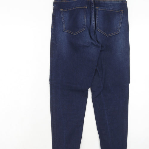 Marks and Spencer Womens Blue Cotton Skinny Jeans Size 10 Regular Zip