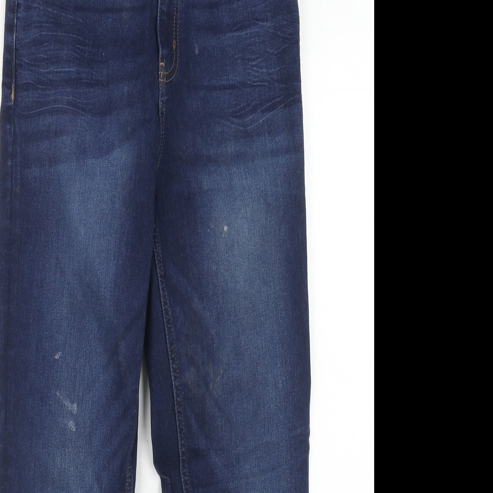 Marks and Spencer Womens Blue Cotton Skinny Jeans Size 10 Regular Zip