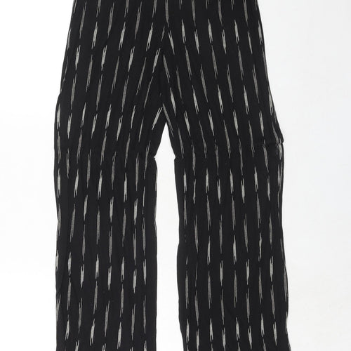 H&M Womens Black Geometric Viscose Trousers Size S Regular