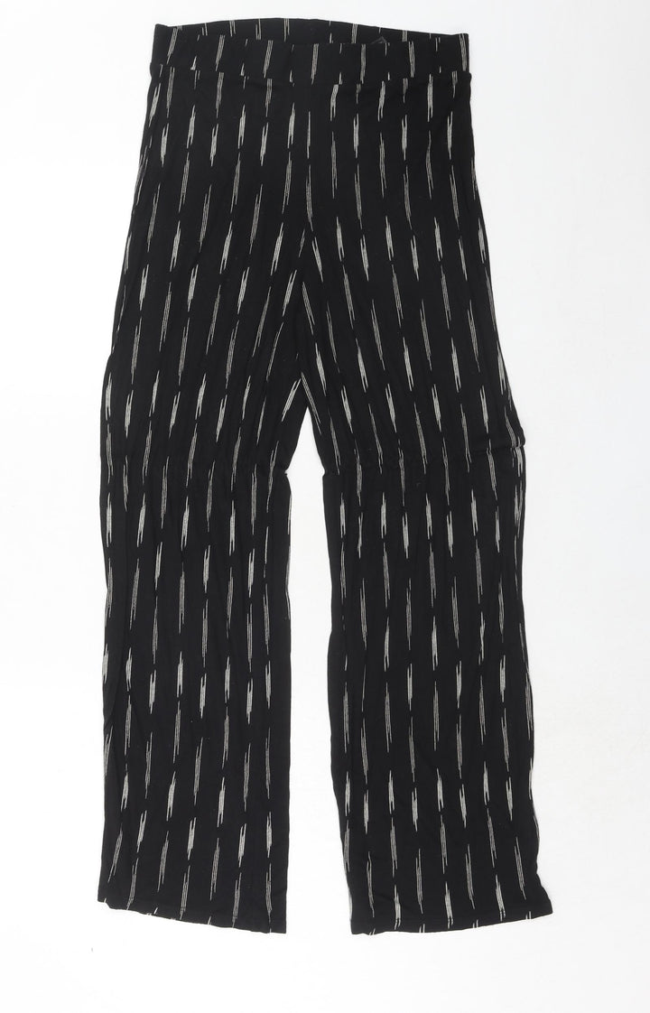 H&M Womens Black Geometric Viscose Trousers Size S Regular