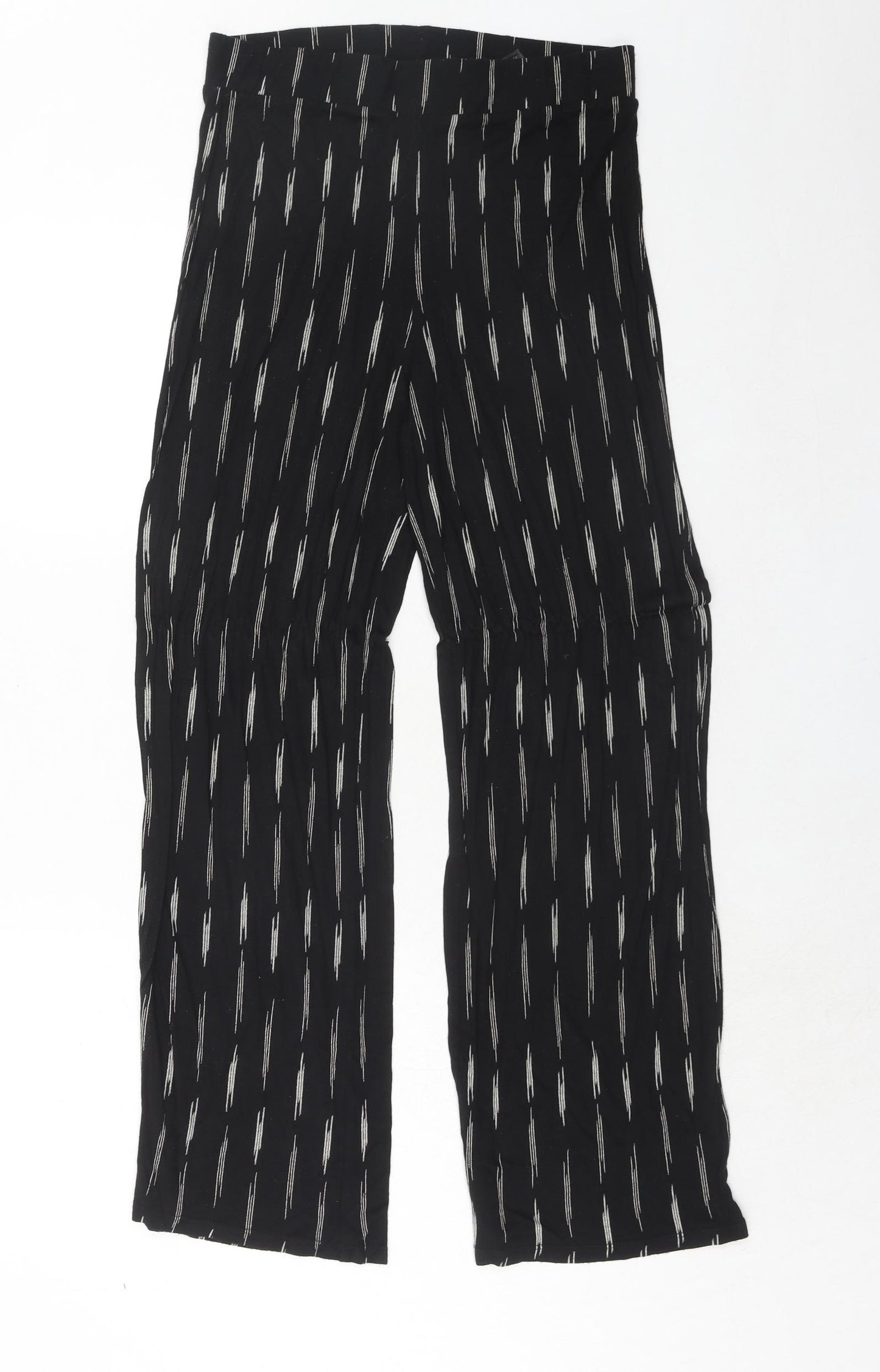 H&M Womens Black Geometric Viscose Trousers Size S Regular