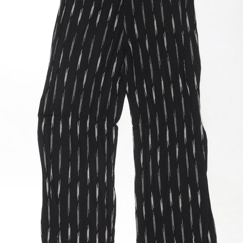 H&M Womens Black Geometric Viscose Trousers Size S Regular