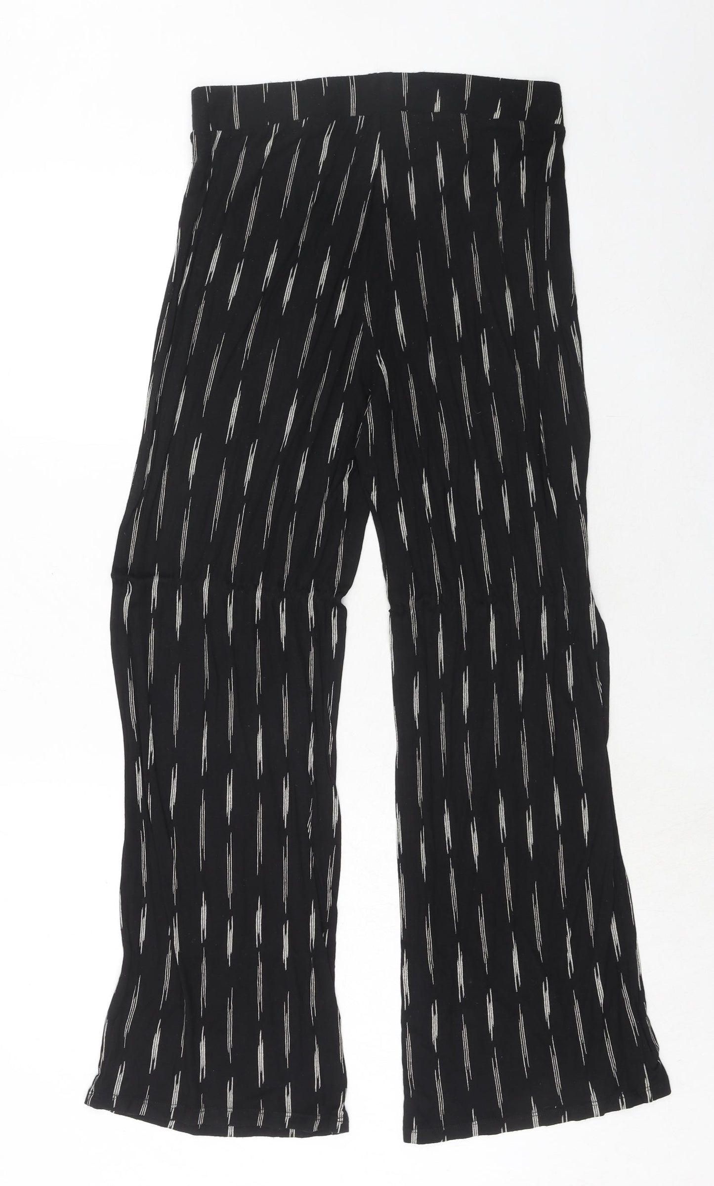 H&M Womens Black Geometric Viscose Trousers Size S Regular