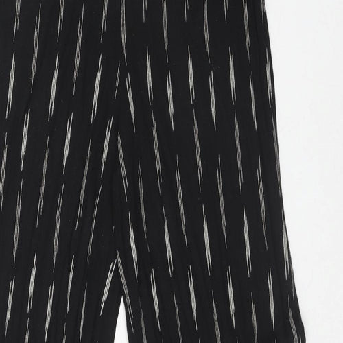 H&M Womens Black Geometric Viscose Trousers Size S Regular