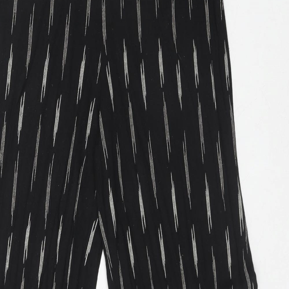 H&M Womens Black Geometric Viscose Trousers Size S Regular