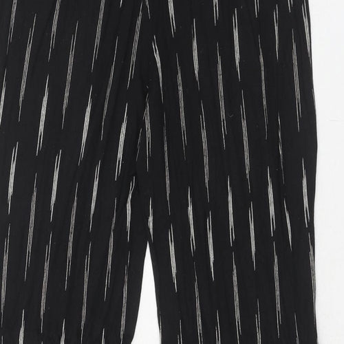 H&M Womens Black Geometric Viscose Trousers Size S Regular