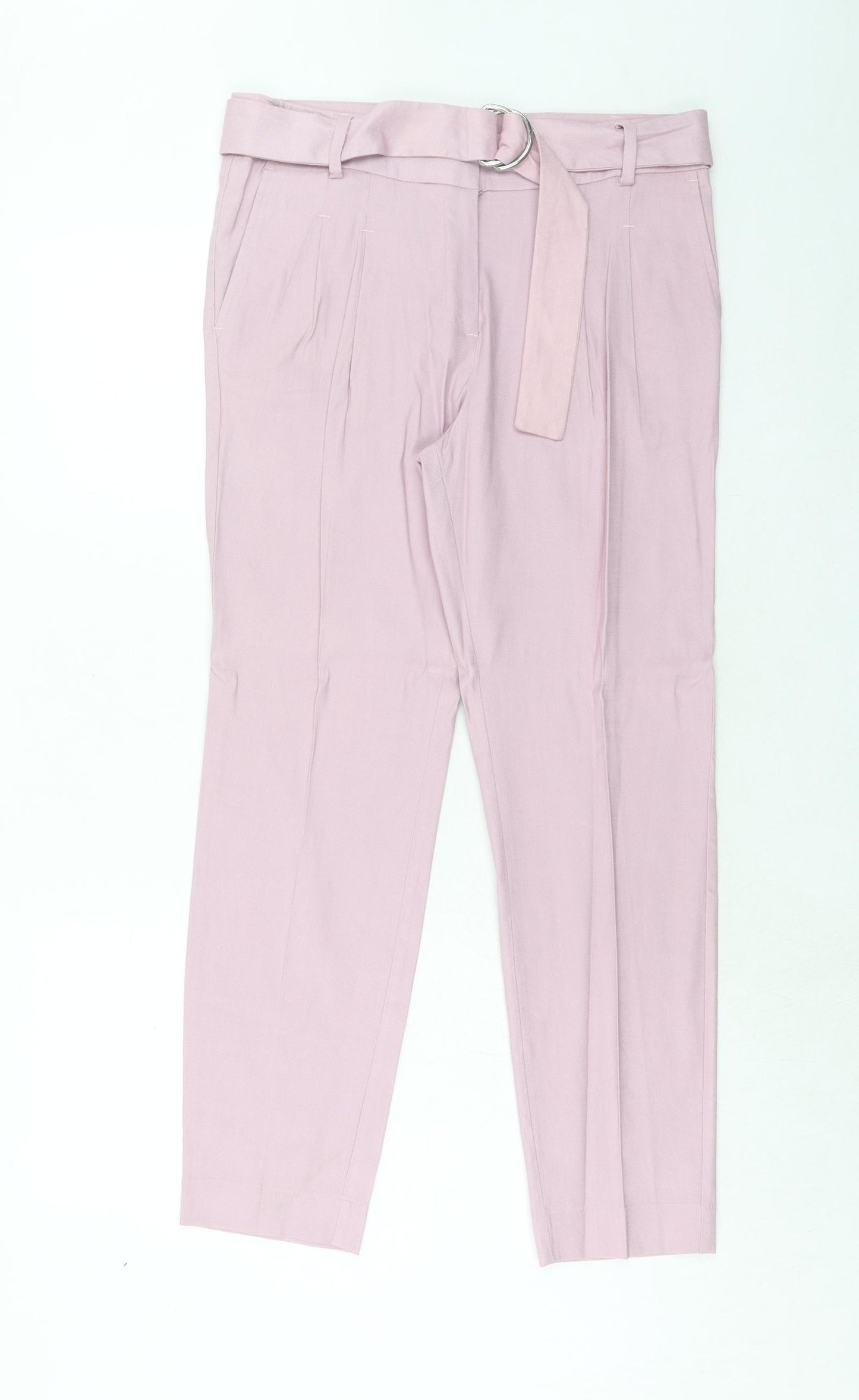 NEXT Womens Pink Linen Chino Trousers Size 10 Regular Hook & Eye