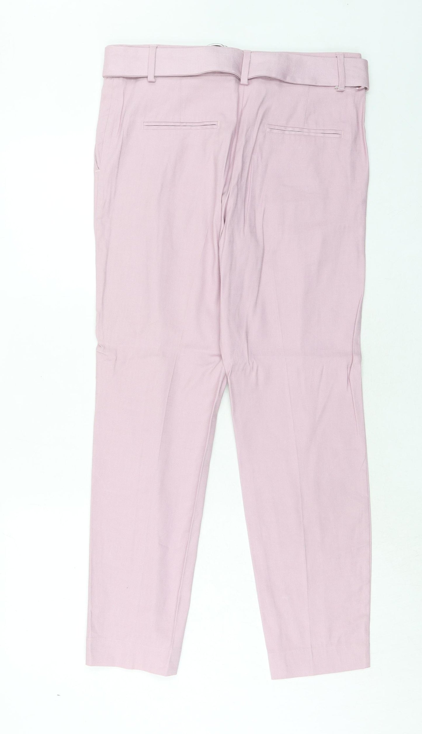 NEXT Womens Pink Linen Chino Trousers Size 10 Regular Hook & Eye