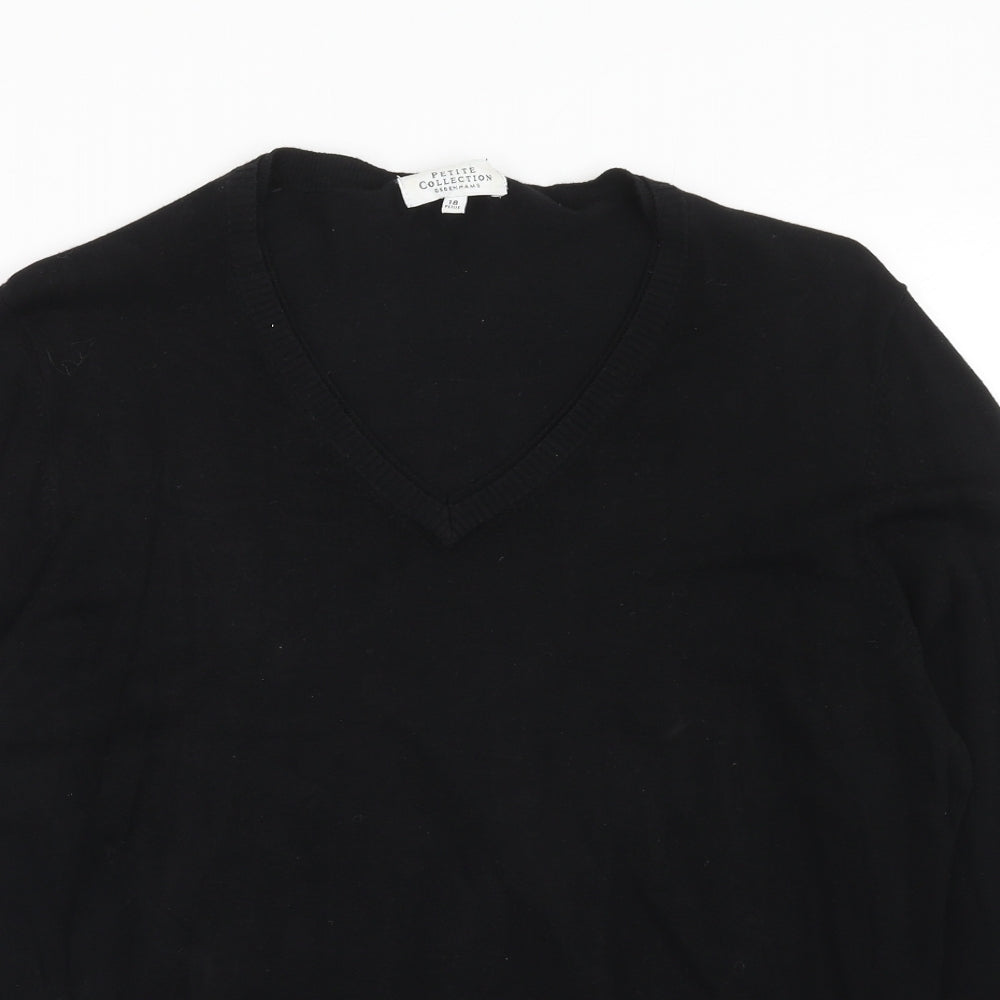 Debenhams Womens Black V-Neck Viscose Pullover Jumper Size 18