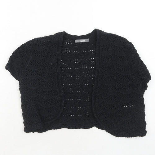South Womens Black V-Neck Acrylic Cardigan Jumper Size 12