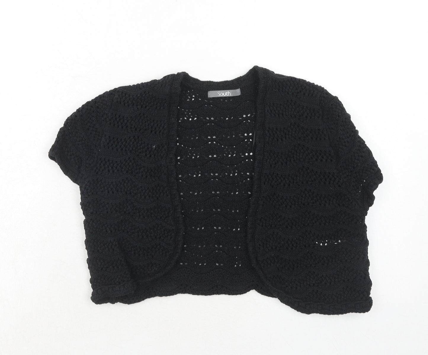 South Womens Black V-Neck Acrylic Cardigan Jumper Size 12