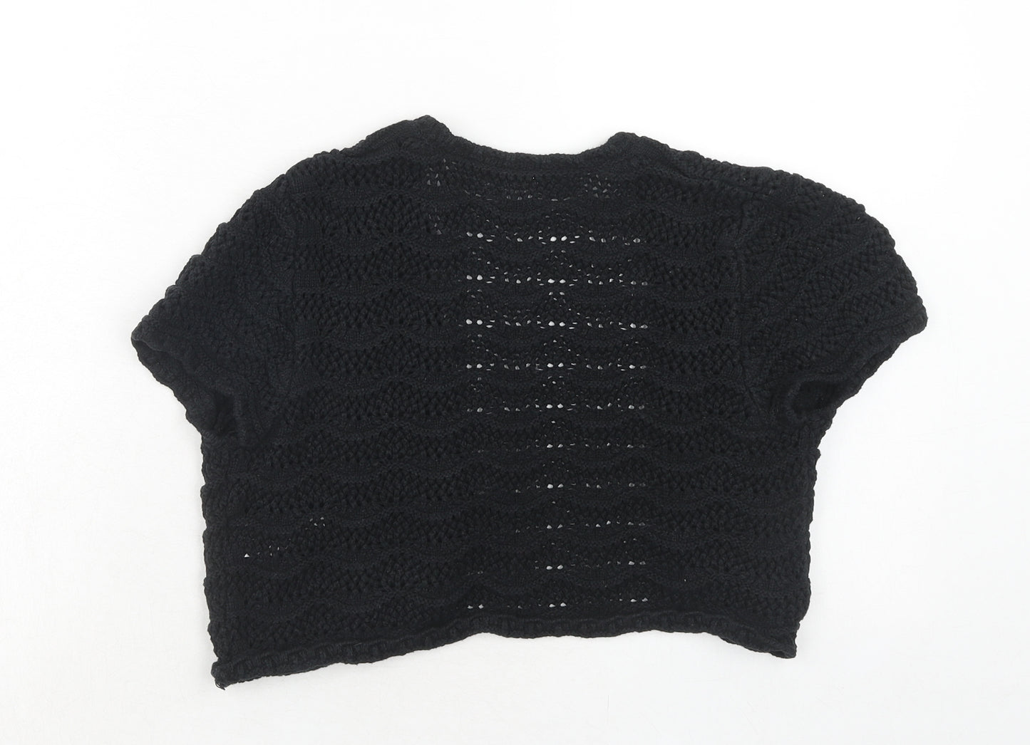 South Womens Black V-Neck Acrylic Cardigan Jumper Size 12