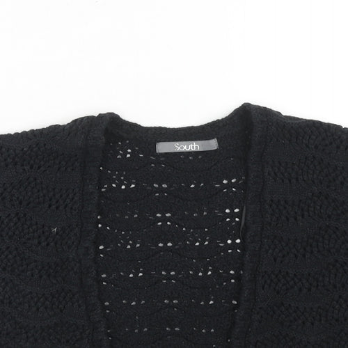 South Womens Black V-Neck Acrylic Cardigan Jumper Size 12