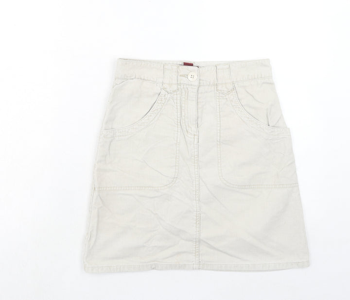 H&M Womens Beige Cotton A-Line Skirt Size 6 Zip