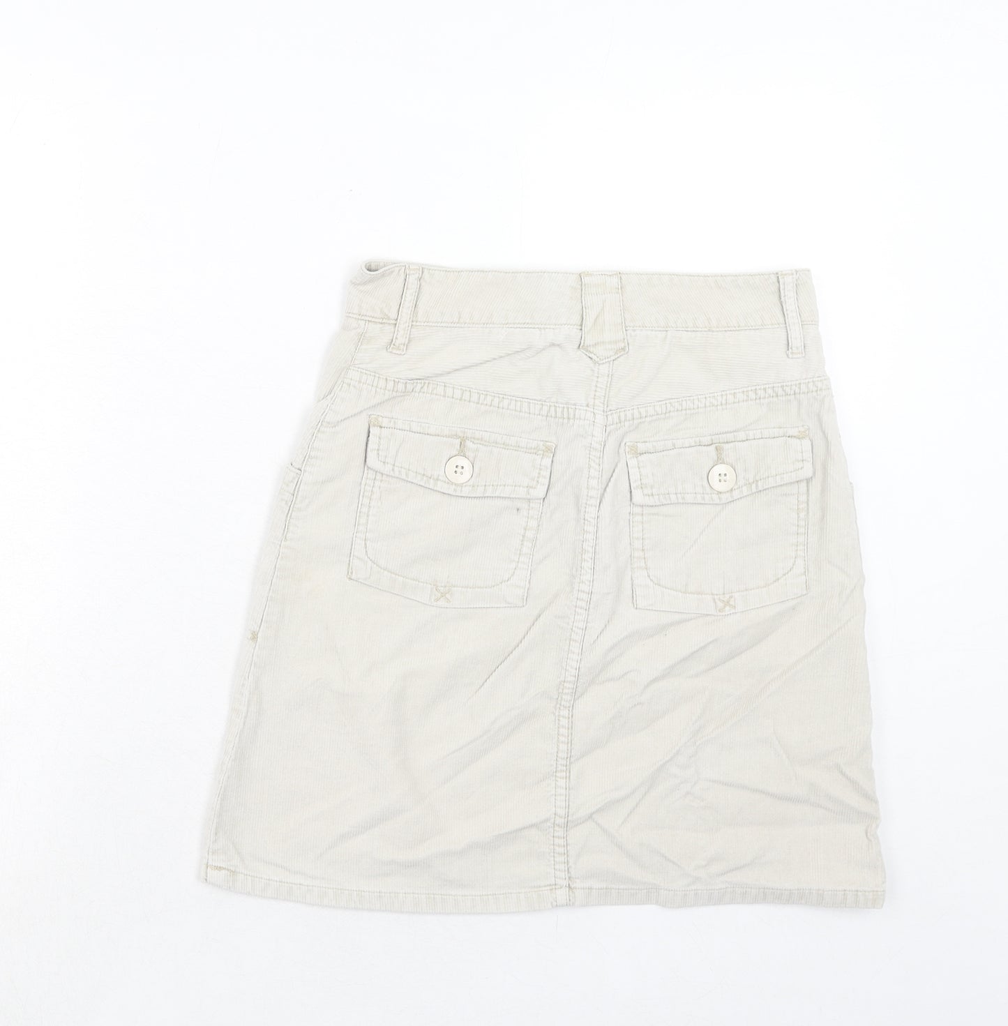 H&M Womens Beige Cotton A-Line Skirt Size 6 Zip
