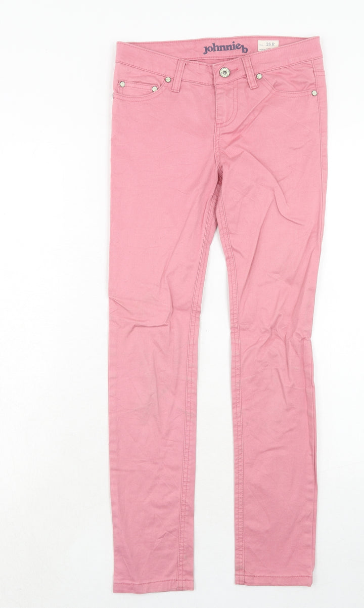Johnnie B Womens Pink Cotton Straight Jeans Size 26 in Regular Zip