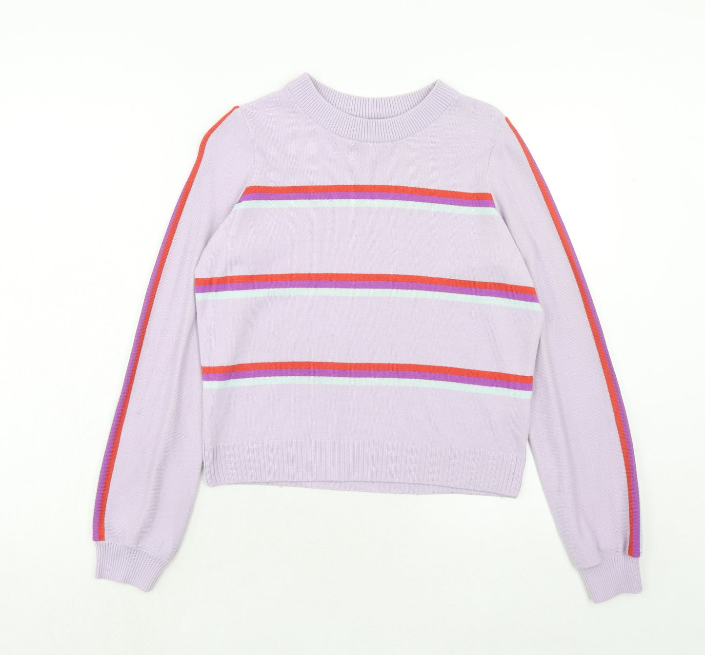 ASOS Womens Purple Round Neck Striped Acrylic Pullover Jumper Size 4