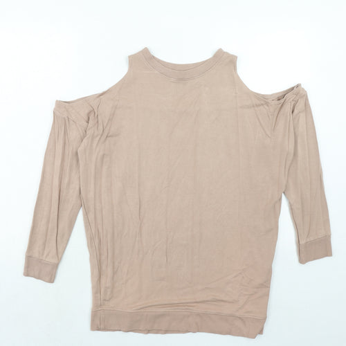River Island Womens Pink Viscose Pullover Sweatshirt Size 10 Pullover - Cold Shoulder
