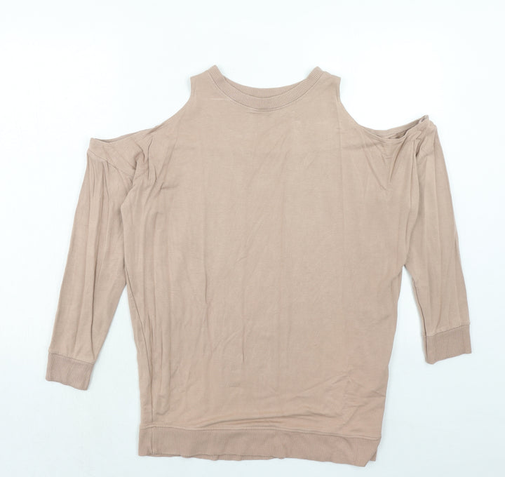 River Island Womens Pink Viscose Pullover Sweatshirt Size 10 Pullover - Cold Shoulder