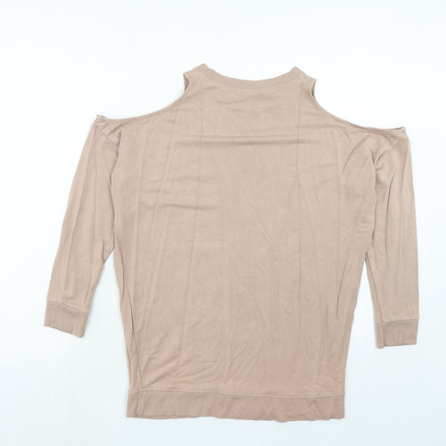 River Island Womens Pink Viscose Pullover Sweatshirt Size 10 Pullover - Cold Shoulder