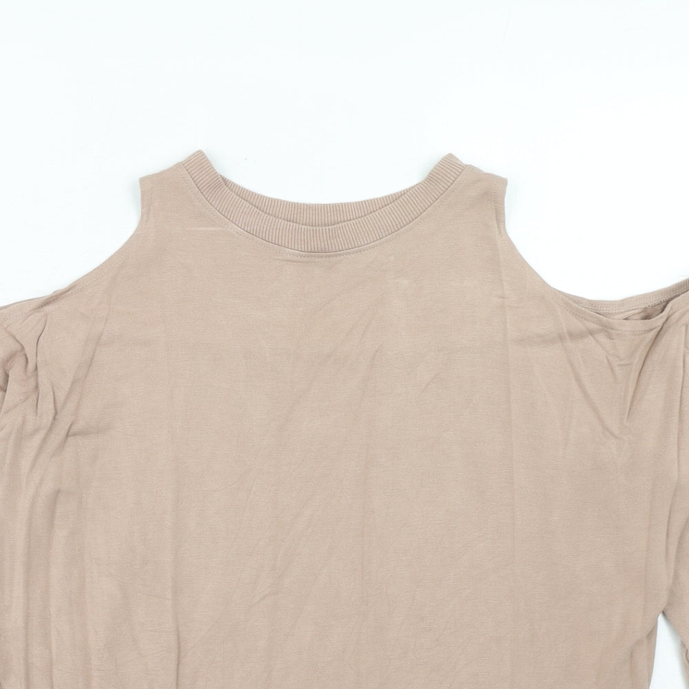 River Island Womens Pink Viscose Pullover Sweatshirt Size 10 Pullover - Cold Shoulder
