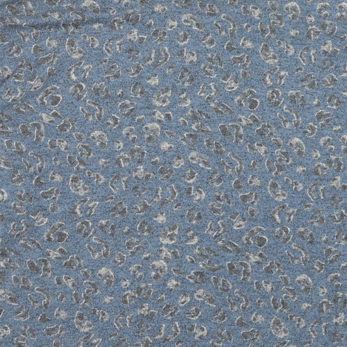 Bonmarché Womens Blue Round Neck Animal Print Polyester Pullover Jumper Size 14 - Leopard Print