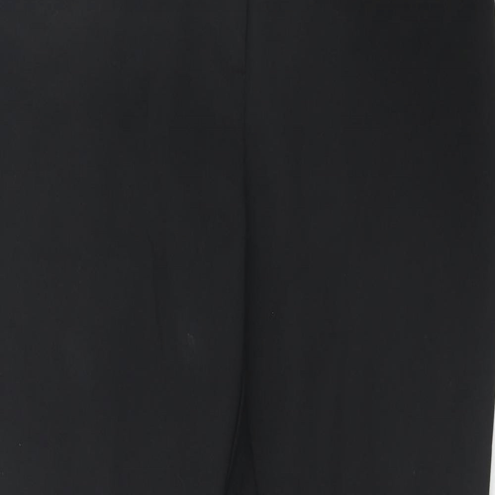 NEXT Womens Black Cotton Capri Trousers Size 12 Regular Hook & Eye