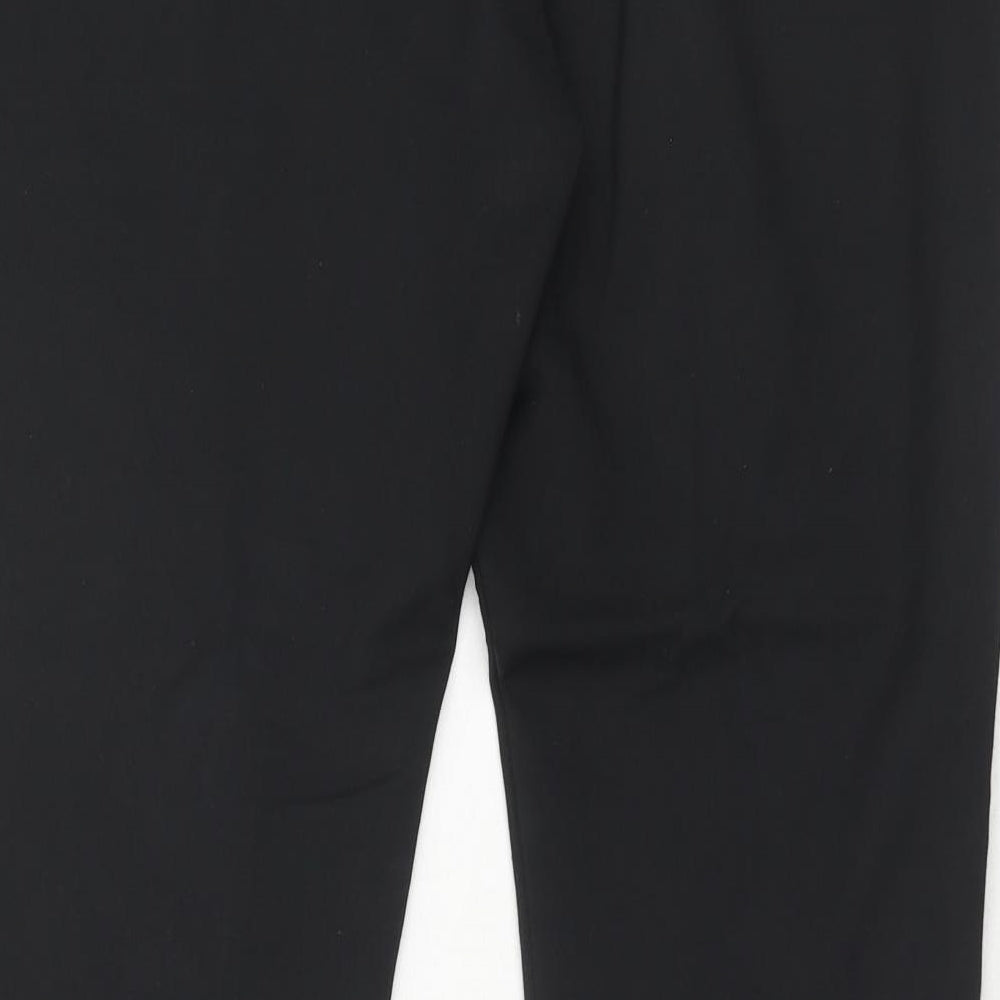 NEXT Womens Black Cotton Capri Trousers Size 12 Regular Hook & Eye