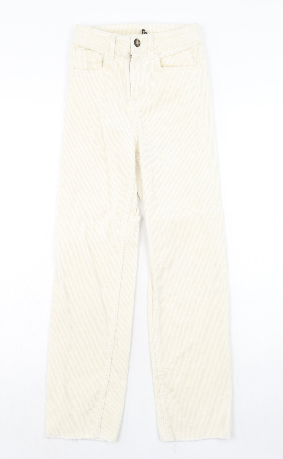 H&M Womens Beige Cotton Trousers Size 6 Regular Zip