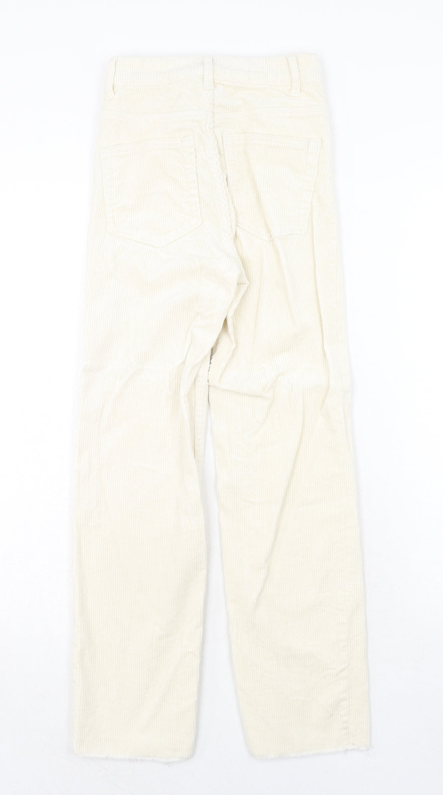 H&M Womens Beige Cotton Trousers Size 6 Regular Zip