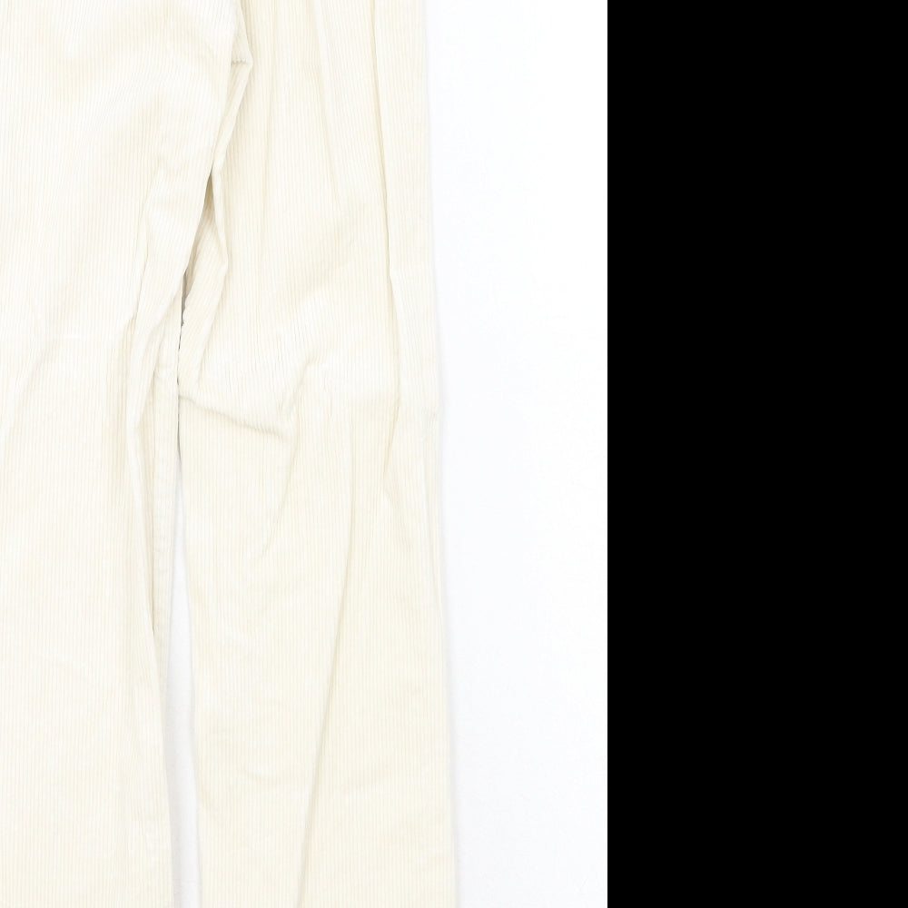 H&M Womens Beige Cotton Trousers Size 6 Regular Zip