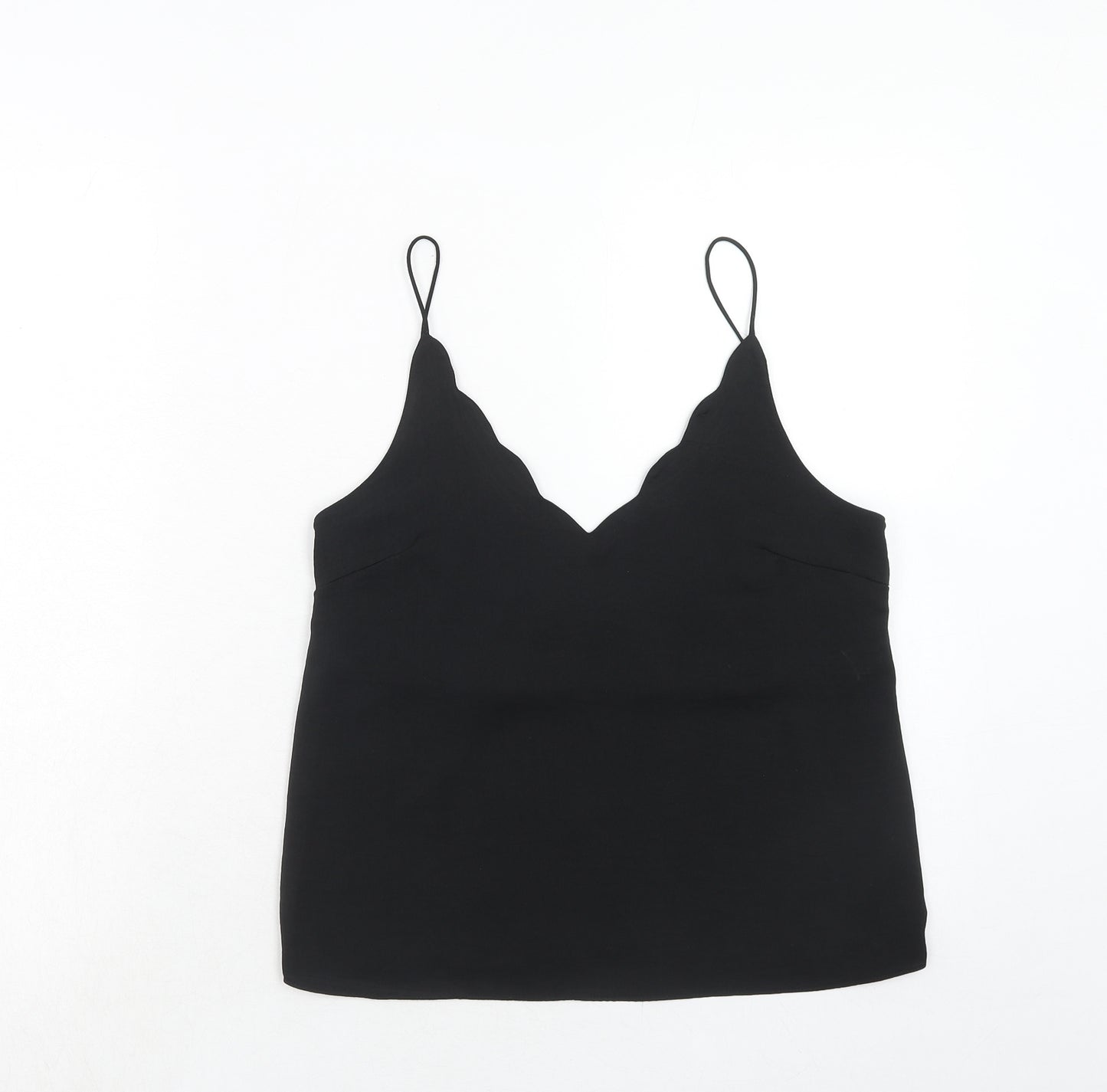 Topshop Womens Black Polyester Basic Tank Size 8 V-Neck
