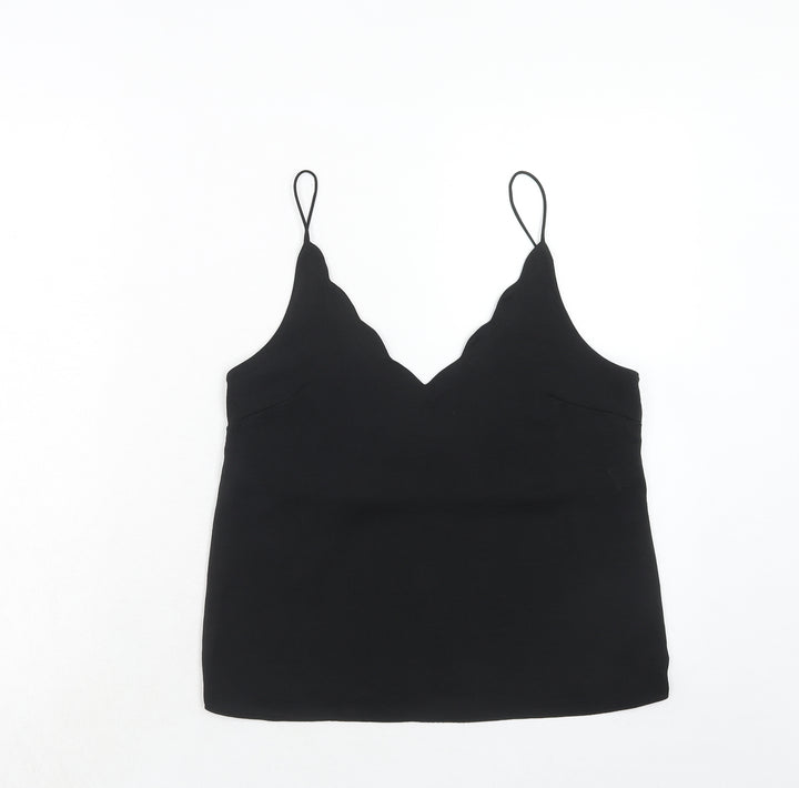 Topshop Womens Black Polyester Basic Tank Size 8 V-Neck