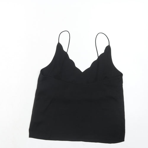 Topshop Womens Black Polyester Basic Tank Size 8 V-Neck