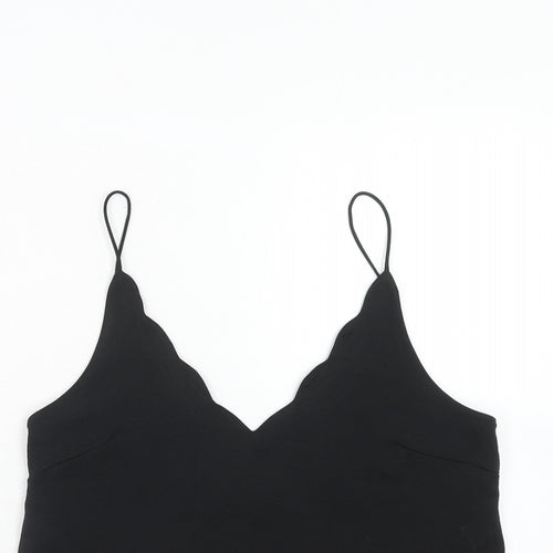 Topshop Womens Black Polyester Basic Tank Size 8 V-Neck