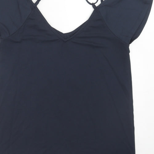 NEXT Womens Blue Polyester Basic Blouse Size 10 V-Neck