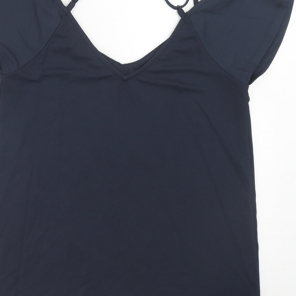 NEXT Womens Blue Polyester Basic Blouse Size 10 V-Neck