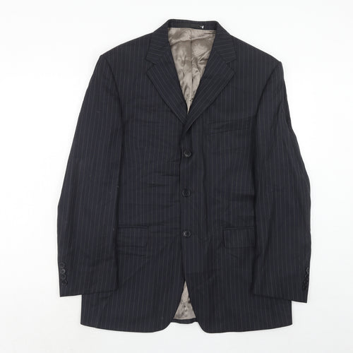 Marks and Spencer Mens Blue Striped Wool Jacket Suit Jacket Size 40 Regular