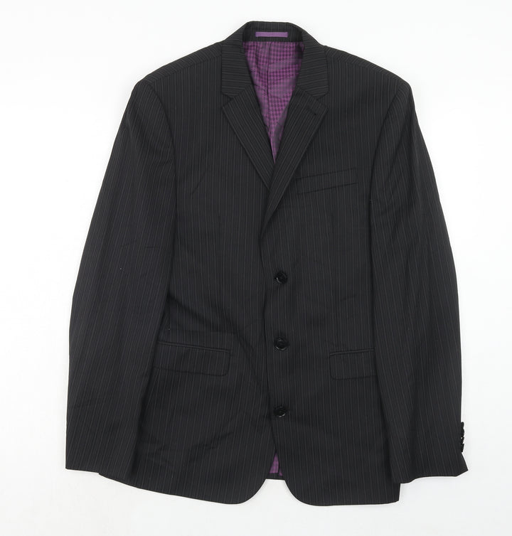 NEXT Mens Black Striped Wool Jacket Suit Jacket Size 38 Regular