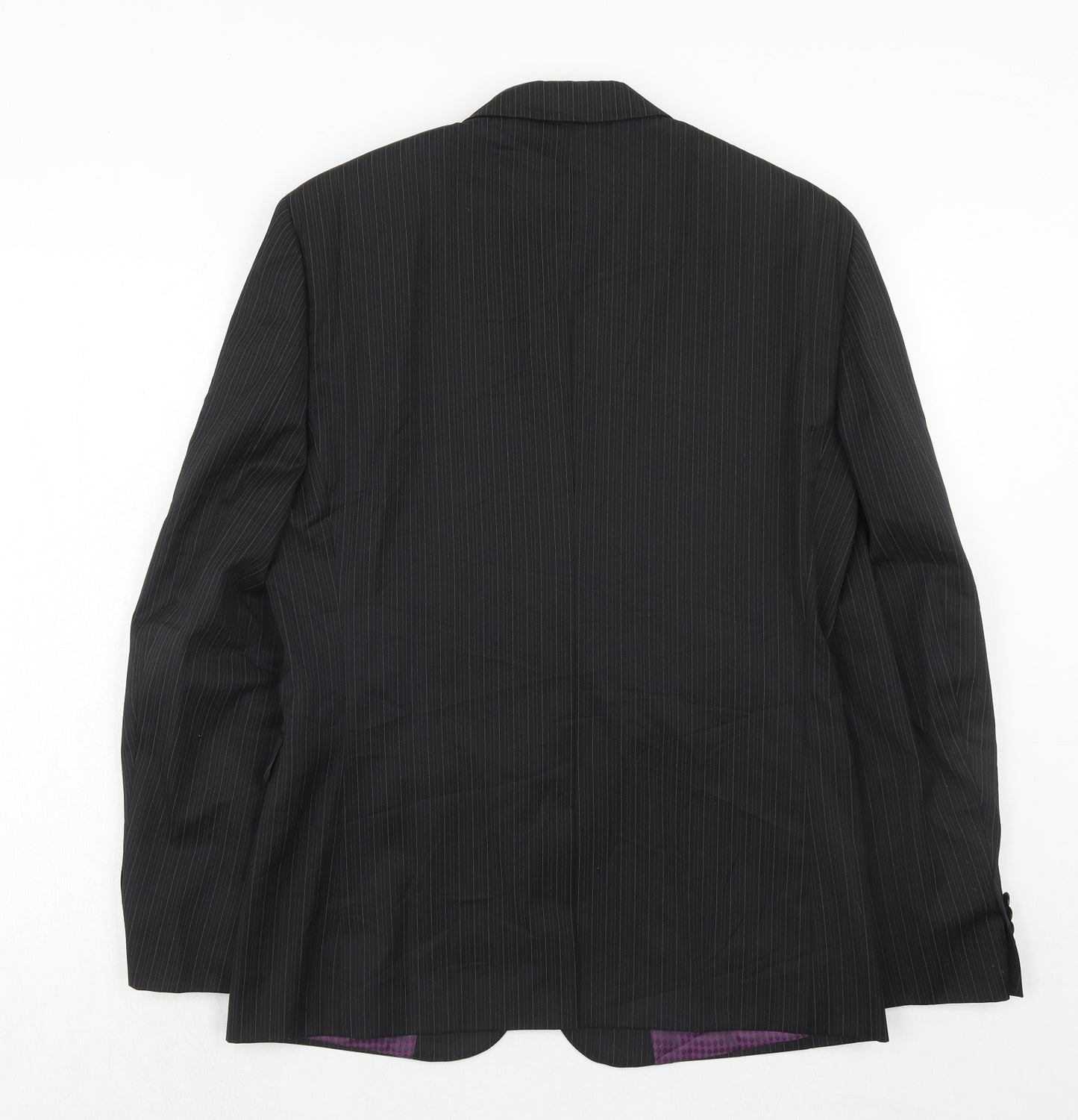 NEXT Mens Black Striped Wool Jacket Suit Jacket Size 38 Regular