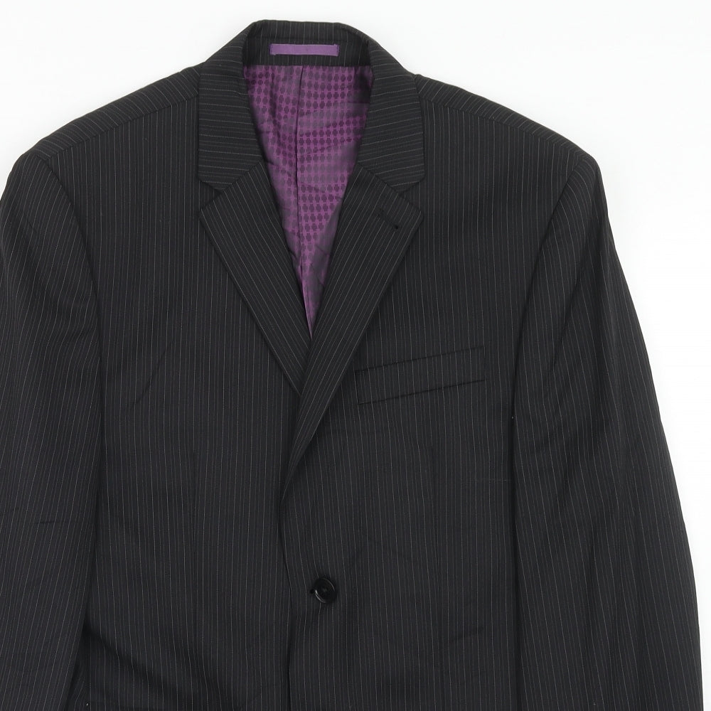 NEXT Mens Black Striped Wool Jacket Suit Jacket Size 38 Regular