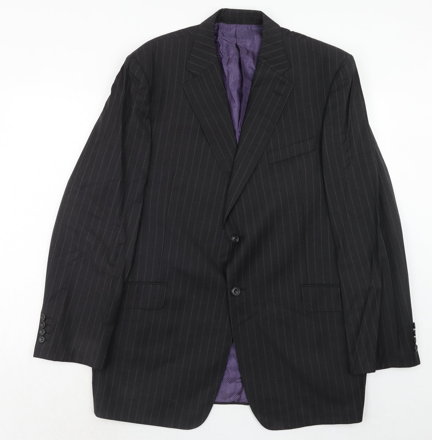 Marks and Spencer Mens Grey Striped Wool Jacket Suit Jacket Size 44 Regular