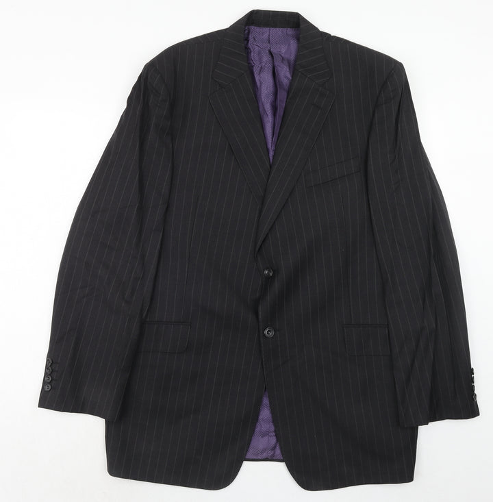Marks and Spencer Mens Grey Striped Wool Jacket Suit Jacket Size 44 Regular