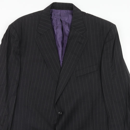 Marks and Spencer Mens Grey Striped Wool Jacket Suit Jacket Size 44 Regular