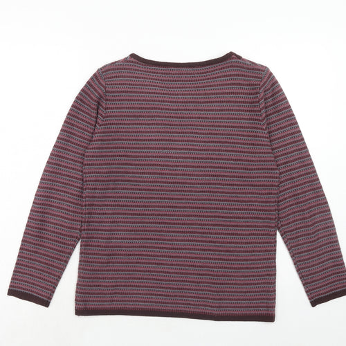 Fay Louise Womens Purple Round Neck Striped Acrylic Pullover Jumper Size S