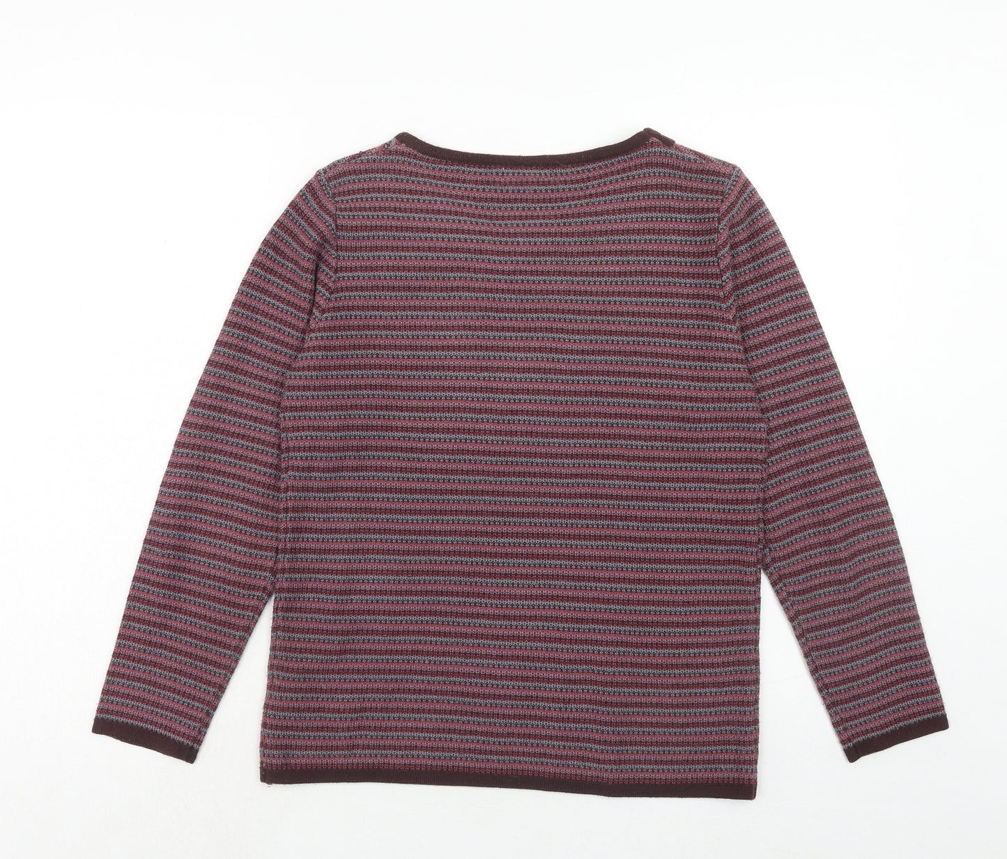 Fay Louise Womens Purple Round Neck Striped Acrylic Pullover Jumper Size S