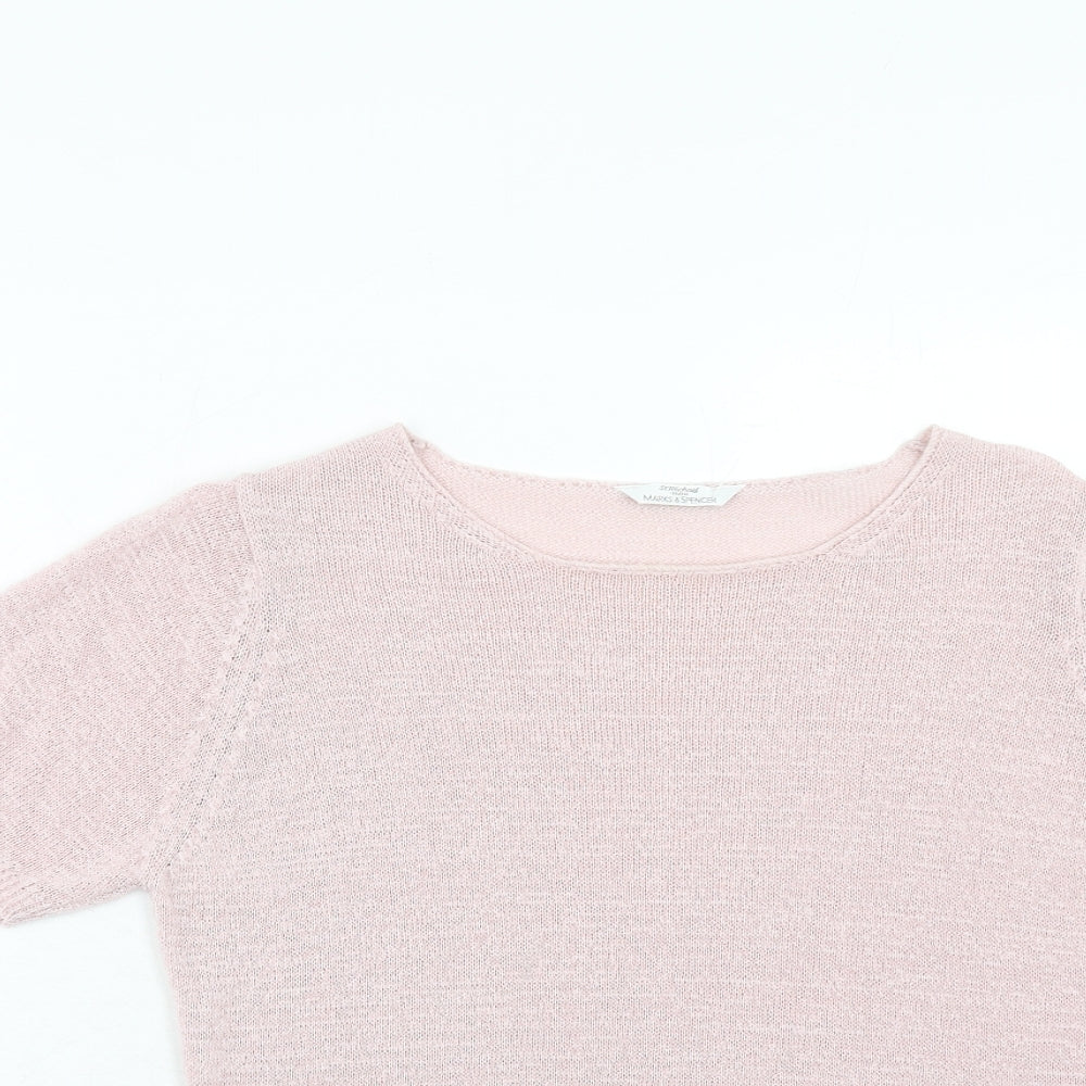 Marks and Spencer Womens Pink Round Neck Viscose Pullover Jumper Size 12
